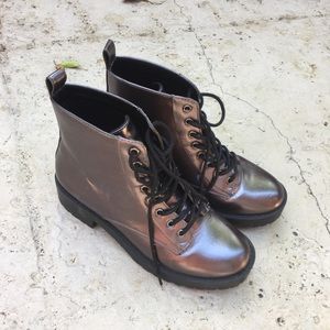 Shiny combat boots